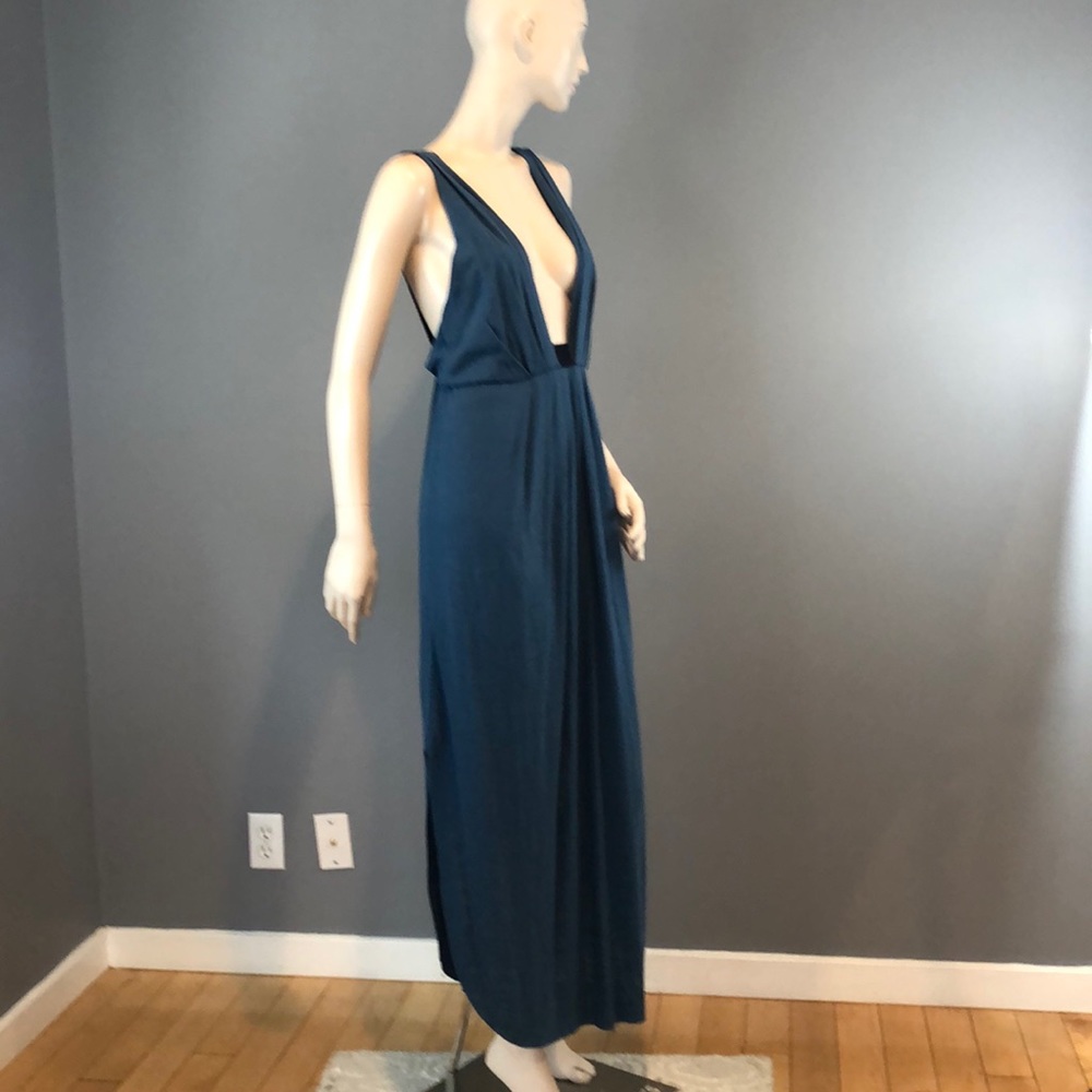 Free People Womens Blue Deep V Dress Medium - Picture 8 of 12